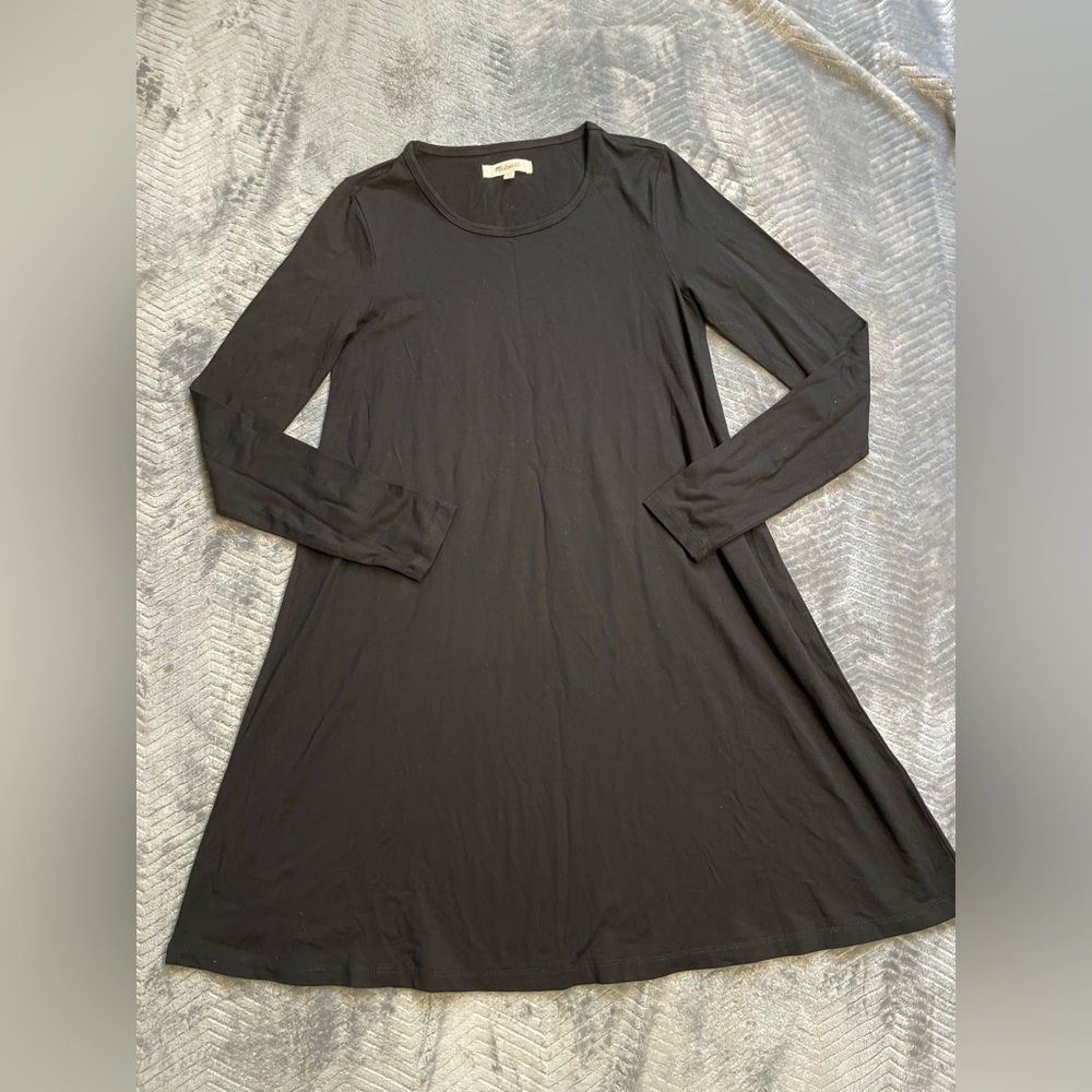 Madewell Swingy Tee Black Long Sleeve Dress XXS